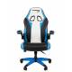 Офисное кресло Chairman Game 15 Россия экокожа черный/голубой/белый. Фото товара с разных ракурсов.