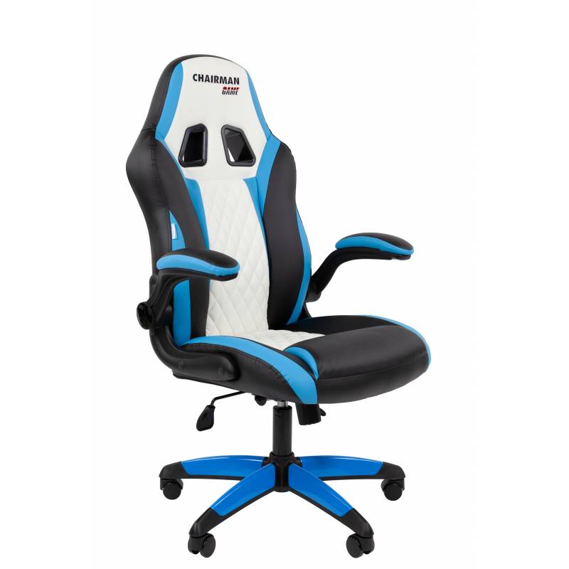 Офисное кресло Chairman Game 15 Россия экокожа черный/голубой/белый главное фото
