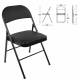 Стул складной для дома и офиса  "Golf Plus CF-003 Комфорт", черный каркас, кожзам черный, 531566. Фото товара с разных ракурсов.